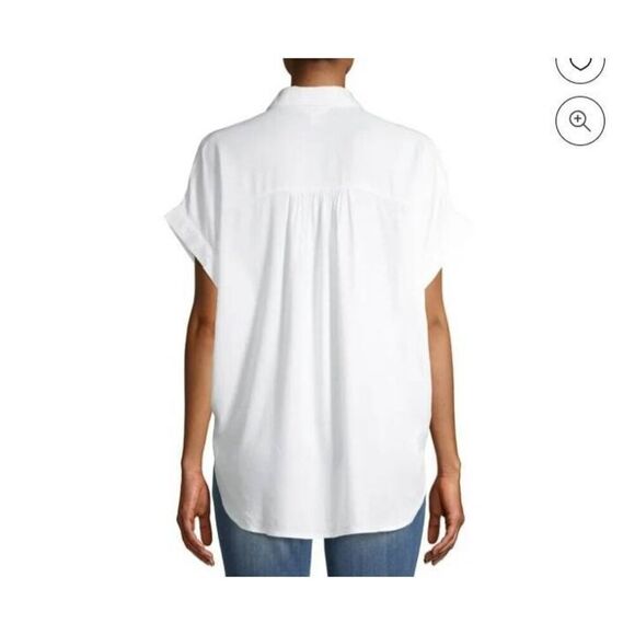 TIME & TRU WHITE BUTTON DOWN ROLL SLEEVE BLOUSE SZ.L EUC. - Picture 3 of 10